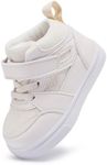 BMCiTYBM Baby High Top Sneakers Boy Girl Walking Shoes Infant First Walker Shoes for 6 9 12 18 24 Months White Size 6 Toddler