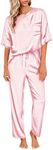 Ekouaer Womens Silk Satin Pajamas S
