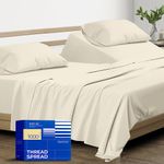 THREAD SPREAD 100% Pure Egyptian Cotton Split King Sheets Sets for Adjustable Bed -1000 Thread Count 5 PC Top Split King Sheet for Sleep Number Bed, Soft Cooling Sheet, Fits Mattress Upto 18" - Ivory