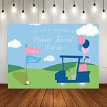 Lofaris Golf Gender Reveal Party Backdrop Blue or Pink Boy or Girl Baby Shower Sports Background Putters or Pearls Copper Grommets Banner 5x3ft