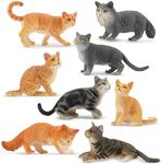 Toymany 8PCS Grey & Orange Cat Figu