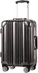 Coolife Luggage Aluminium Frame Suitcase TSA Lock 100% PC 20in 24in 28in (Black, L(28in))