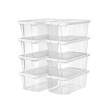 SONGMICS Shoe Boxes with Lids, Set of 8, Stackable Clear Shoe Organiser, Versatile Storage Container for Shoes and Crafts, Sizes Up to UK 7.5, Transparent LSP11WT