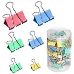 Binder Clips, 145 Pcs 6 Assorted Sizes Paper Clips with Plastic Box, Metal Paper Clip Clamps, Binder Clips Coloured for Office, School and Home Supplies