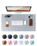 YSAGi Leather Desk Mat, Large Mouse Mat, Non-Slip Desk Pad Desk Protector Mat, Waterproof PU Leather Laptop Mat Table Mat Desk Writing Pad for Office and Home (60 x 35 cm, Light Grey)