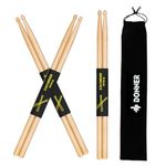 Donner Drum Sticks, 3 Pairs 5A Drumsticks Classic Maple Wood Snare Drumsticks With Carrying Bag