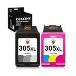 COCCINK 305XL Black Colour Printer Ink Cartridges Replacement for HP 305 XL Compatible with DeskJet 2800e 2810e 2820e 2822e 4220e 4222e Envy 6000 6010e 6020e 6030e Envy pro 6400 6420 6422 6430 6432