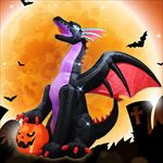 TRMESIA Halloween Inflatable Dragon with Pumpkin Outdoor Decoration：8 Foot Huge Dinosaur Inflatable Decoration with LED Light for Indoor Outdoor Courtyard Garden Lawn Halloween Parties