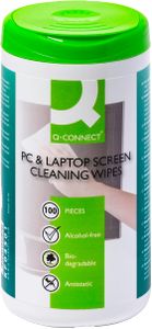 Q-CONNECT Screen Cleaning Wipes, 100 Pack – For Monitors & Devices