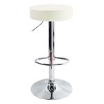 KKTONER Round Bar Stool PU Leather with Footrest Height Adjustable Swivel Pub Chair Home Kitchen Bar stools Backless Stool (White)