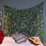 Craft Trade Cotton Tapestry Cotton Mandala Ombre Tapestry Bedspread Wall Hanging Bedsheet Asthetic Psychedelic Indian Bedspread Wall Art Décor - Green - 54x84 Inches