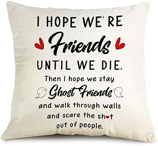 OUz Best Friendship Gift for Friends Pillow Case - I Hope We're Best Friends, Funny Throw Pillow Cover, Gifts for Women Girls Sisters Gifts for Birthday, Home Decor Pillowcase 18 x 18 Inch