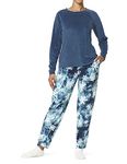 HUE Women's Super Soft Fleece 3 Piece Pajama Set, Blue Wing Teal - Glacier Flake, 2X