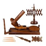 𝐋𝐚𝐫𝐠𝐞 𝐂𝐚𝐩𝐚𝐜𝐢𝐭𝐲 𝐘𝐚𝐫𝐧 𝐖𝐢𝐧𝐝𝐞𝐫 - Hand Operated Wooden Yarn Ball Winder. Support 10 to 12 oz of Yarn Fiber Wool String with Free Resin Crochet Hook (Rosewood Winder Swift 12PCS Set)