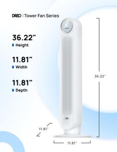Dreo Smart Tower Fan – Silent 28dB Bladeless, 90° Oscillating, WiFi/Alexa, 4 Speeds, White