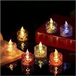Genteel Crystal Flameless and Smokeless Decorative Candles Transparent Acrylic Led Tea Light for Diwali Christmas Festival Candles Multicolor (24 Pcs Set)