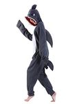 dressfan Unisex Animal Grey Shark Costume Onesie Pajamas Halloween Cosplay Adult Kids Teen Women Men