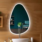 Sunsyze LED Mirror for Bathroom, Washbasin and Office, 18x24 Wall Mounted Elliptical Mirror with LED/3 Color Light (Warm, White & Natural Light) Brightness Adjustable