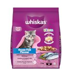 Whiskas Junior Mother Cat & Kitten (2-12 Months) Dry Cat Food, Ocean Fish Flavour, 3kg, Contains 41 Essential Nutrients, Complete & Balanced Nutrition for Mother Cats & Kittens