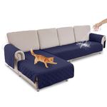 BTTO Sectional Couch Covers 2 Pieces L Shape Sofa Covers 100% Waterproof Couch Slipcovers with Chaise Cover Soft Quilted Furniture Protector for Kids Pet Cat Dogs,Large,Navyblue