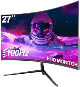 CRUA Monitor da gioco curvo da 27 pollici 100 Hz, schermo per computer Full HD 1080P, monitor per computer senza cornice 1800R con tecnologia FreeSync e protezione degli occhi, supporta VESA, HDMI,VGA