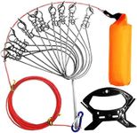 OXDFNZU Fishing Stringer Live Fish Lock, Stainless Steel Fish Stringer Clip, Big Fish Wire Rope Cable with Float and Plastic Handle, Fishing Holder Kit with High Strength 10 Snaps/Buckles