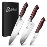 DDF iohEF Knife Set 3 Pieces, Sharp Kitchen Knife Set Professional Chef Knife Set for Kitchen Japanese Stainless Steel Cooking Knives with Ergonomic Pakkawood Handle