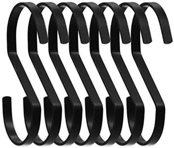 SumDirect 10pcs 4 Inch Black Medium Flat S Hooks, Heavy Duty Stainless Steel S Shaped Hooks for Hanging Pots and Pans,Outdoor Plants and Clothes