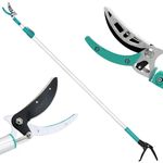 Byhagern Tree Pruner, 1.8-3m Long Reach with 4 Nodes Adjustment, Extendable, Lightweight, Ergonomic Grip, Ideal for Fruit Picking, Deadheading and Pruning