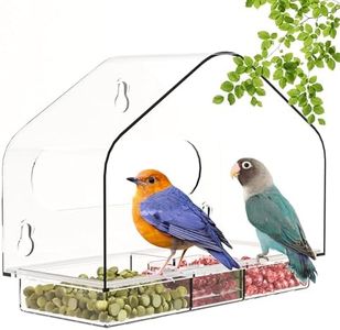 Clear Window Bird Feeder,Sturdy and Durable Bird House,Window Bird Feeder for Outdoors with Extra Strong Suction Cups,Wall Mounted Parrot Bird Cage (Triangle)