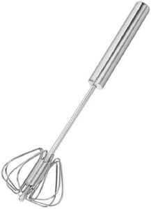 Stainless Steel Whisks, Hand Push Whisk Blender Semi Automatic Whisk Mixer Egg Milk Beater Milk Frother Rotating Push Whisk Mixer for Blending