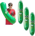 Giant Jumbo 36" Green Inflatable Smiling Pickle Head (3 FEET) Vinyl. Blow Up Face Beach Pool Float Noodle Gag Prank Joke Party Decoration DJ Promo Dance Give Away Cucumber (3 Pack)