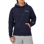 Champion Mens Hoodie, Powerblend, Fleece, Comfortable Sweatshirt for Men (Reg. Or Big & Tall), Navy Small Script, X-Large