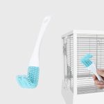 Stainless Steel Bird Cage Cleaner with Long Handle - Dual Head Brush & Scraper for Parrot Cages, Perch Cleaning Tool–Durable Cage Cleaning Tool & Accessory (1, Blue)