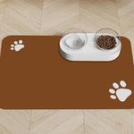 Dog Cat Food Mat, Pet Feeding Mat for Floor Non-Slip Absorbent Dog Cat Water Bowl Placemat (Brown, 12''x19'')