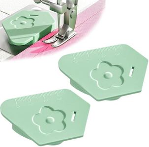 TOOVREN 2PCS Magnetic Seam Guide for Sewing Machine, Multifucntional Polygonal Magnet Seam Hemmer Guide with Scale, Universal Sewing Supplies and Accessories (Green)