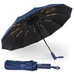 LAMA 12 Ribs Folding Umbrella, Windproof Compact Travel Umbrella, Auto Open/Close Large Rain Umbrellas, Ergonomic Handle UV Sun Umbrella for Mens Women