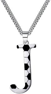 WIGERLON Soccer Initial Necklace,Soccer Gifts Stainless Steel Soccer Letter Pendant for Men and Women, Stainless Steel, No Gemstone