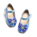 THEE BRON Toddler Girls Shoes Ballet Flats Elsa Princess Dress Shoes for Kids(CA-A2154 Toddler,Blue/9M)