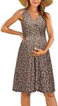 OUGES Womens V-Neck Sleeveless Summer Floral Maternity Dresses Nursing Gown Breastfeeding Midi Dress(Floral-S,S)