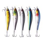 TUXIBIN 5Pcs Topwater Fishing Lures bass lures Set 8.6cm 9.3g Fishing Hook Rotating Tail Fishing Tackle Bait for Freshwater Saltwater Carp Bass Pike TXB5-3