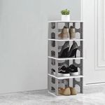 VERAT Shoe Rack, Shoe Racks for Closet, Free-Combination Narrow Shoe Storage Organizer for Bedroom & Entryway, Space Saver Stackable Shoe Shelf,Grey (4-LAYER, Grey)