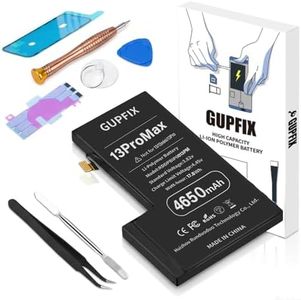 GUPFIX Diagnostic Battery for iPhone 13Pro Max No Pop-up Unknown Part Warning, 4650mAh High Capacity Li-Polymer Rechargeable Battery Replacement for iPhone 13Pro Max with Full Tool Kit