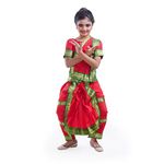 Fancydresswale Bharatnatyam Dance Dress for Girls (8-10 Years, Red)