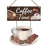 KAIRNE Coffee Wooden Sign,Kitchen Wall Art,Coffee & Tea Wooden Sign,Coffee Bar Accessories,Coffee Wall Art,Kitchen Sign,Coffee Time Wall Decor Cafe Wall Plaque for Dining Room Bar Tea Shop Door Decor