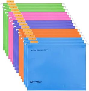 MerryNine Hanging File Folders, 15PCS Letter Size Suspension Files, Polypropylene Filing Cabinet Suspension Files with Tabs and Card Inserts for School Home Work Office Organization (Colorful)