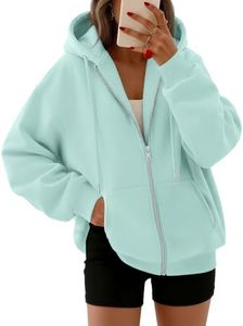 Trendy Queen Womens Oversized Zip Up Hoodies Y2K Fall Sweatshirts 2026 Teal M