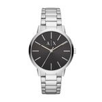 Armani Exchange Men's Stainless Steel Three Hand Dress Watch, Silver/Black Steel, Quartz Movement