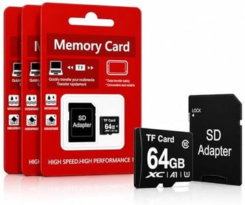 64GB TF Memory SD Card C10 U3 Flash Ultra High Speed with Adapter, 3 Pack