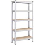 SONGMICS 5-Tier Shelving Unit, Steel Shelving Unit for Storage, Boltless Assembly, for Garage, Shed, Load Capacity 650 kg, 30 x 75 x 150 cm, Silver GLR030E01